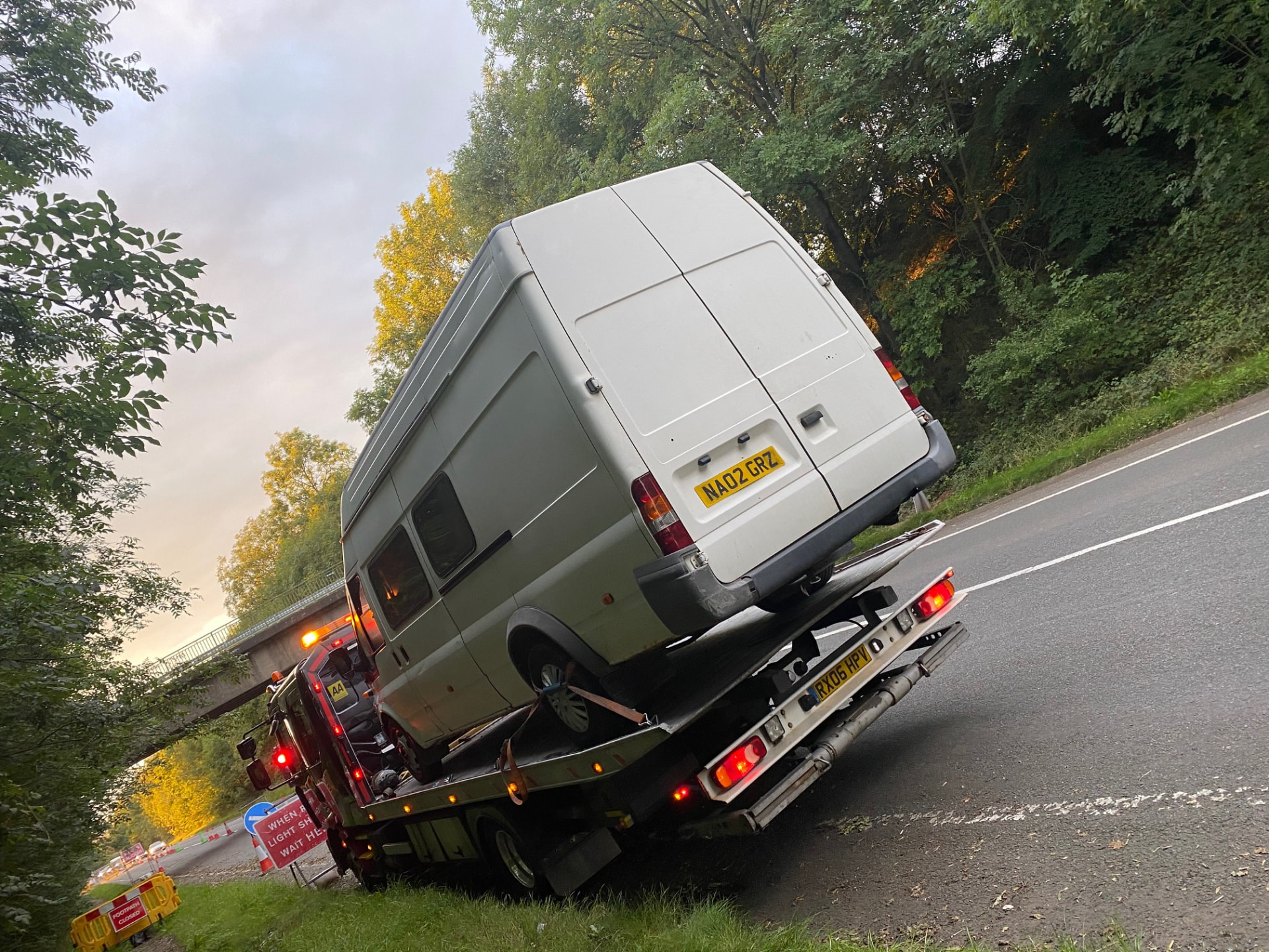 Van secured for transport