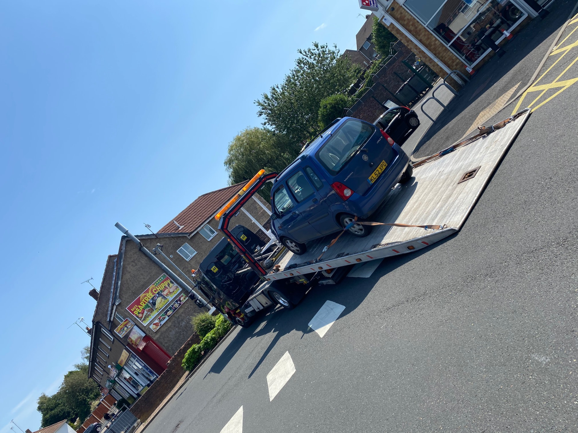Recovery vehicle on a residential street